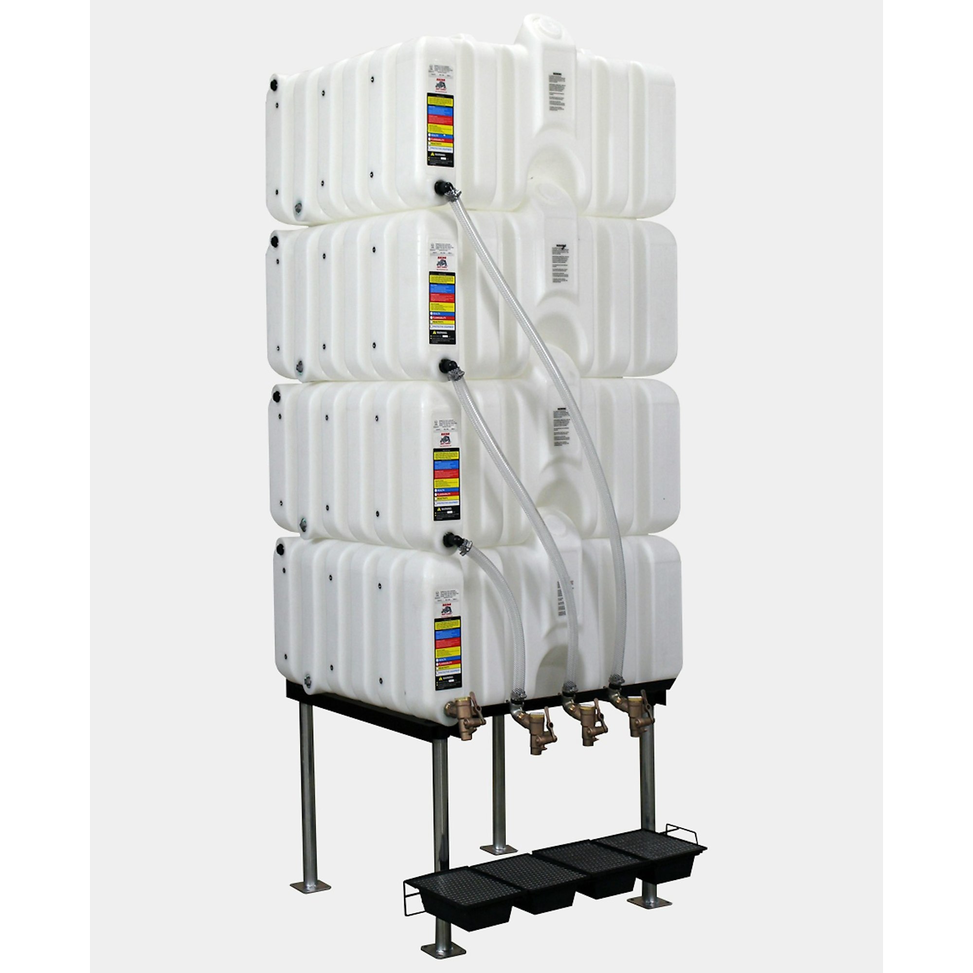 Rhino Tuff Tanks Complete Gravity Feed System - 320 Gal. Capacity, Roto-Molded Stackable Tanks, Model# RTT-3333